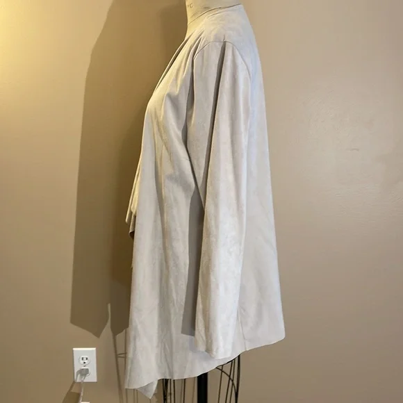 Soft surroundings ultra soft cardigan with raw edge in taupe - Picture 4 of 9